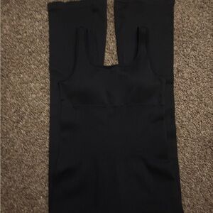 OQQ black spandex jumpsuit